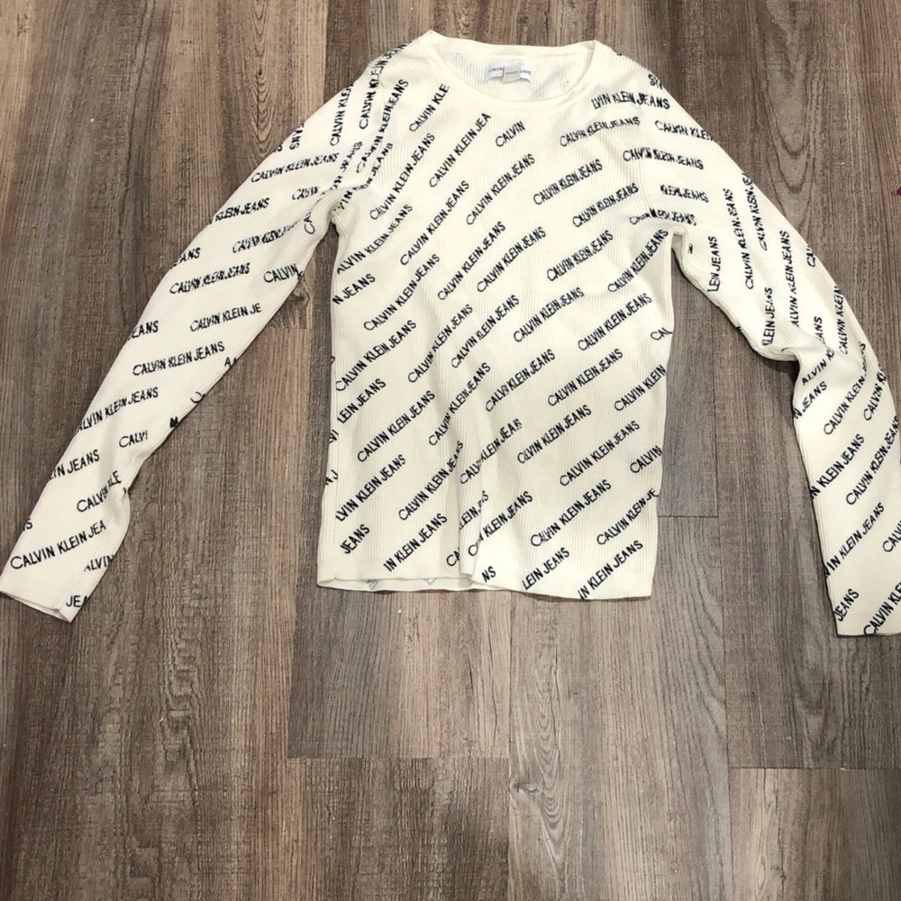 Calvin Klein Cream Logo Print Top